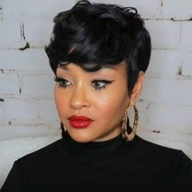 MOONSHOW Short Curly Wigs for Black Women Pixie Cut Wig Black Short Pixie Wigs for Black Women Pixie Cut Curly Wig with Bangs Black Pixie Wigs for Women Synthetic Pixie Wigs for Black Women
